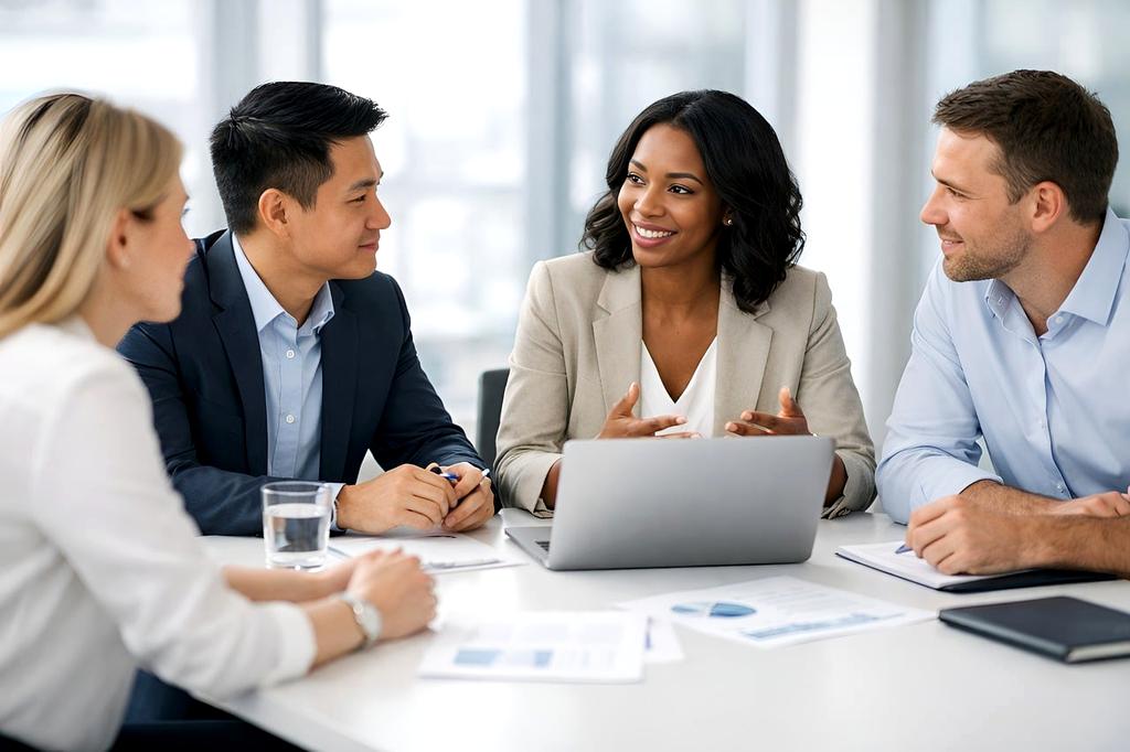 Diverse team working in modern office