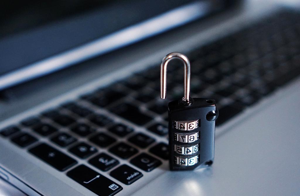 Abstract digital lock with cyber security patterns
